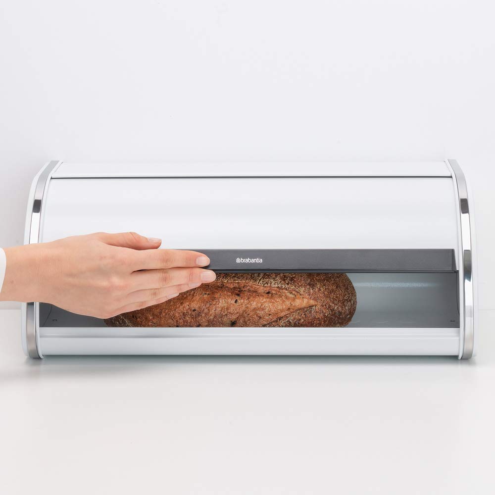 Brabantia Large Roll Top Bread Box - Fresh White, Grip Front Opening, Holds 2 Loaves - Perfect for Kitchen Counter Storage | Keep Bread Fresh Longer for Breakfast & Sandwiches