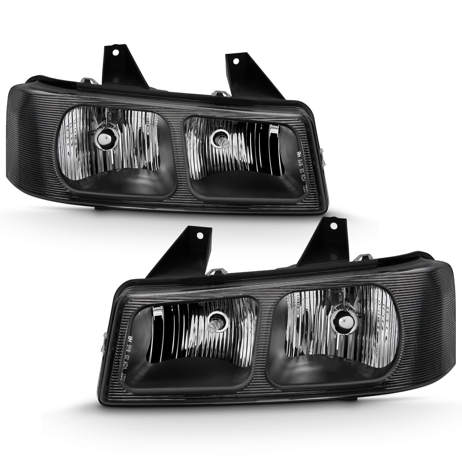 ANZO USA 111474 Crystal Black Headlights for Chevy Express & GMC Savana (2003-2017) - Upgrade Your Van's Style & Night Visibility for Safer Driving