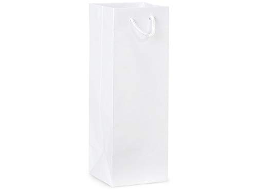 100 Pack White Glossy Gift Bags 4.5x4.5x13 Inches - Perfect for Wine Bottles, Tall Candles, Kitchen Utensils & Party Favors - Elegant Present Wrapping for Weddings, Birthdays & Holidays