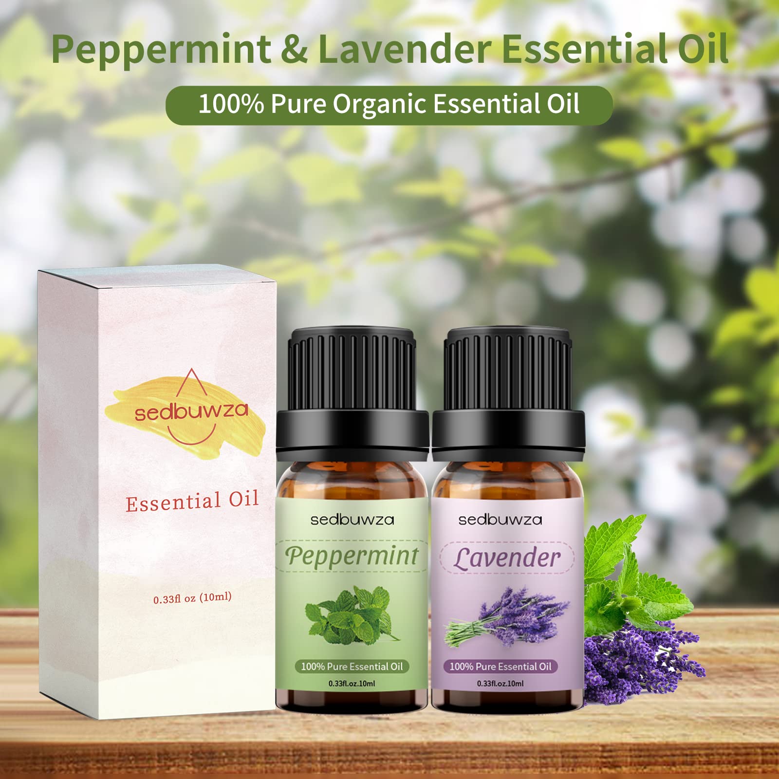 Premium Lavender & Peppermint Essential Oil Set - 100% Pure Aromatherapy Oils for Diffusers, Massage, Candle Making, Soap (2x10ml) - Relaxation & Stress Relief at Home, Spa & Office