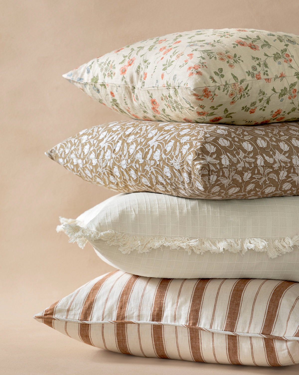 Ravenna Block Print Pillow Cover - Handmade Cotton Decorative Throw Pillow Case for Sofa, Bed, Couch - Boho Home Decor & Living Room Accent