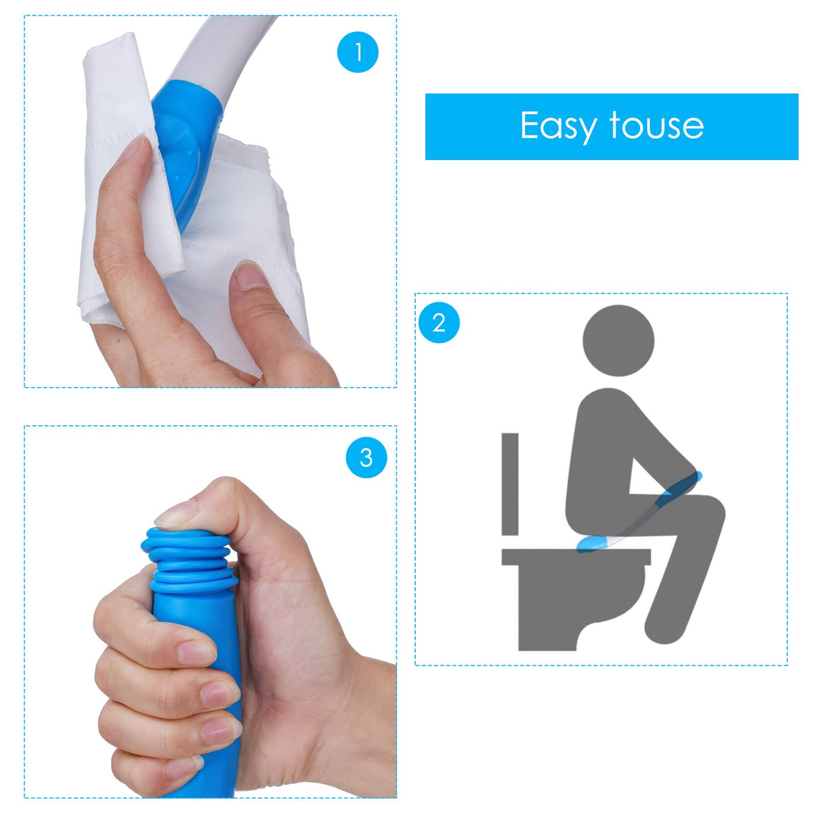 Self Assist Toilet Aid for Wiping - Foldable Comfort Wipe Tool - Ideal Bathroom Aid for Limited Mobility & Elderly Care - Perfect for Post-Surgery Recovery & Daily Living Assistance