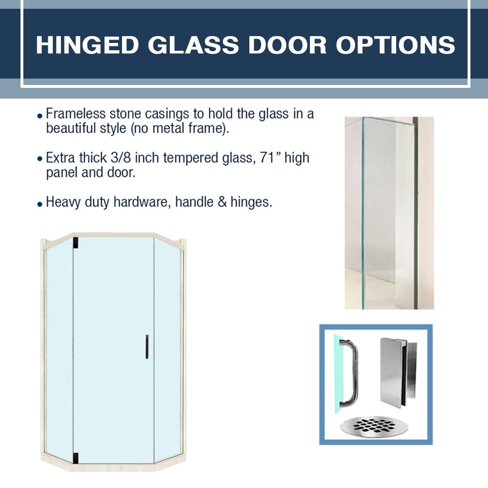 Grio Marble Pebble Neo Shower Enclosure Kit - Waterproof Bathroom Glass Door with Stainless Steel Frame for Modern Home & Spa Use