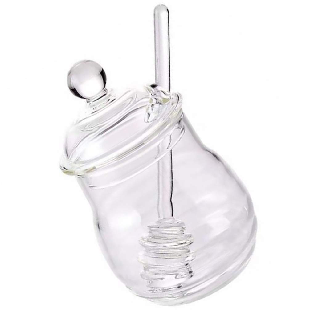 DOITOOL 1 Set Plastic Honey Dispenser with Dipper - BPA-Free Syrup Pot, Sugar Jar & Kitchen Container for Honey, Maple Syrup, Oil & Sauces - Perfect for Coffee Bars, Bakeries & Home Kitchens