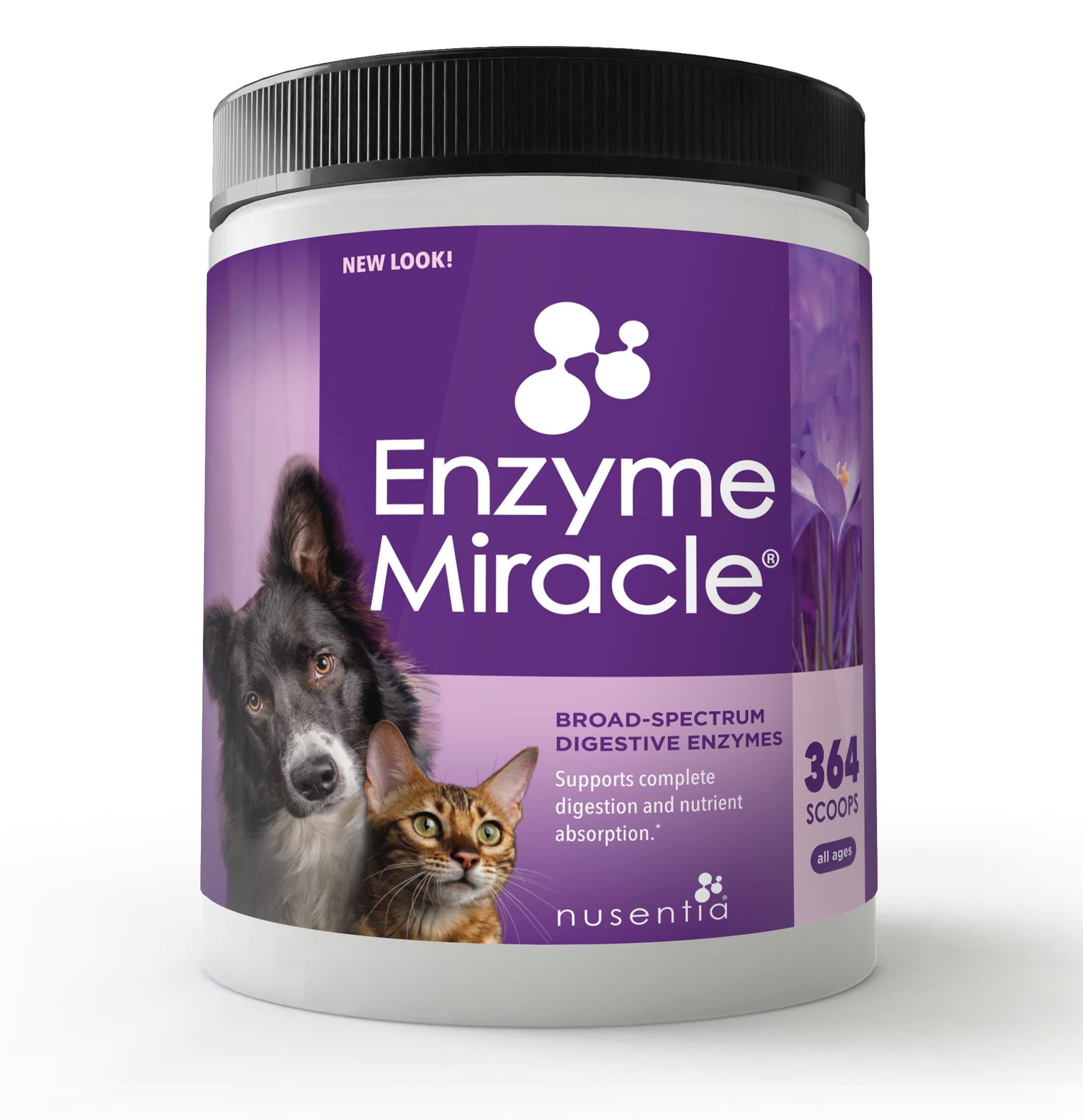 Digestive Enzymes for Dogs & Cats - Protein, Carbs, Starches & Fats Digestion Support | Helps with Diet Transition | Enzyme Supplement Powder (364 Scoops) | Ideal for Sensitive Stomachs & Digestive Health Maintenance