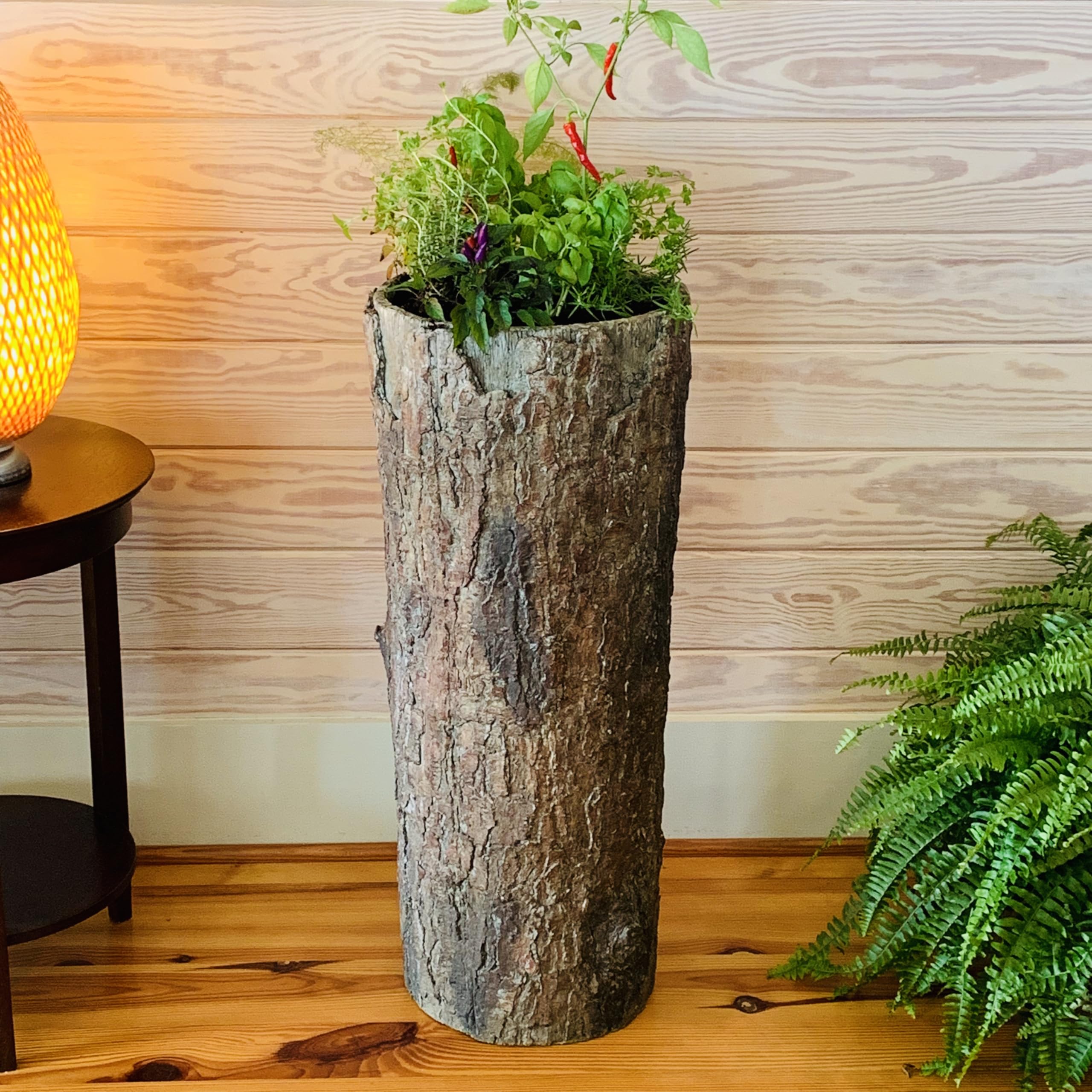 Vintage Country Farmhouse Herb Stand - Tall Indoor/Outdoor Log Planter for Kitchen, Balcony & Porch - Perfect for Growing Herbs, Peppers & Small Plants - Ideal for Farmhouse Decor, Urban Gardening & Outdoor Spaces