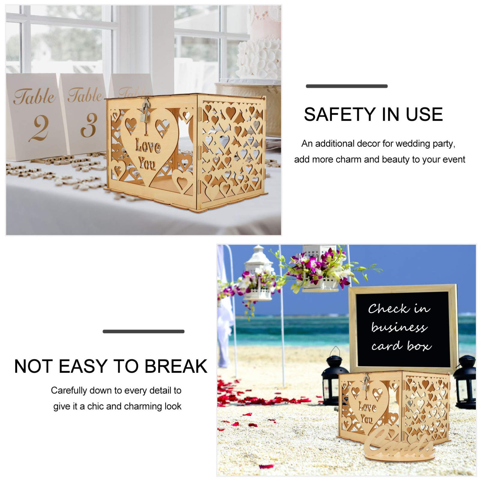 NUOBESTY Wooden Toy Mailbox Stand - Wedding Card Holder, Invitation Organizer for Kids & Bridal Showers - Perfect for Wedding Decor, Baby Showers, and Playroom Storage