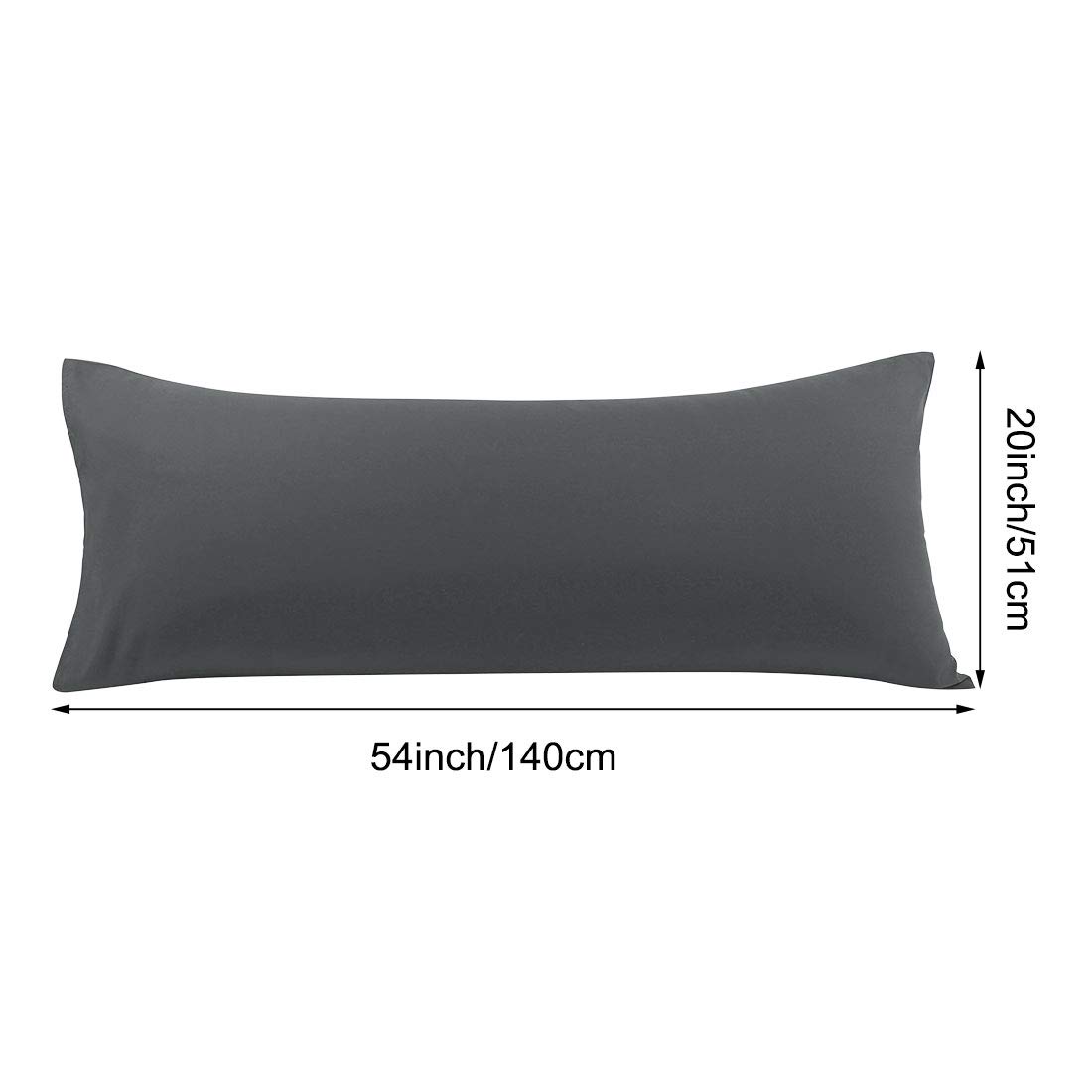 PiccoCasa 20x54 Inch Body Pillow Case - Ultra Soft Brushed Microfiber Pillow Cover with Envelope Closure (Grey) - Perfect for Pregnancy Support, Back Pain Relief & Comfortable Sleep