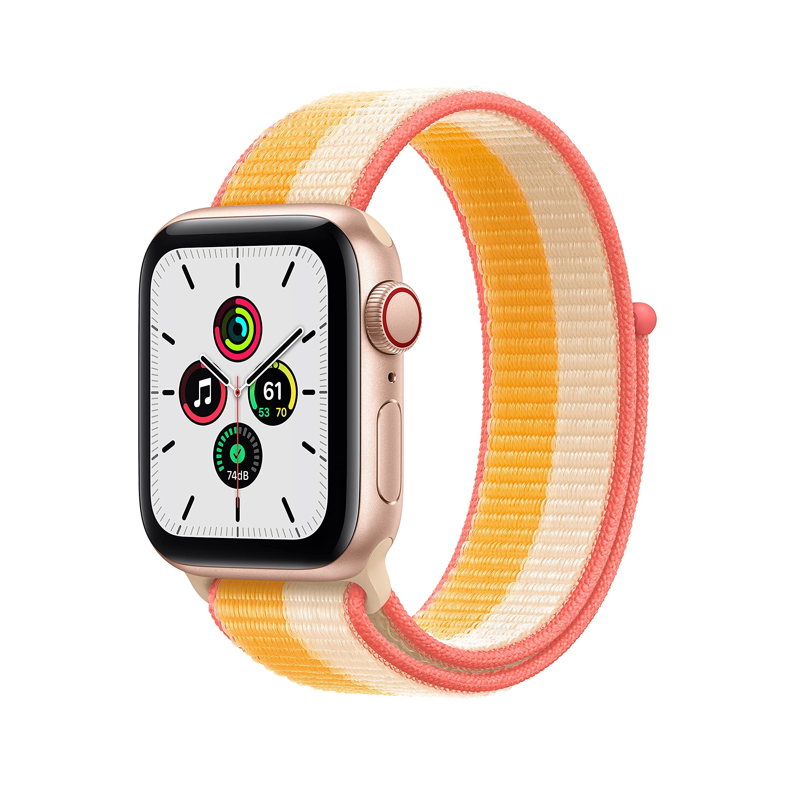 Apple Watch SE (GPS + Cellular, 40mm) - Gold Aluminum Case with Maize/White Sport Band - Certified Refurbished | Perfect for Fitness Tracking, Calls & Notifications on the Go