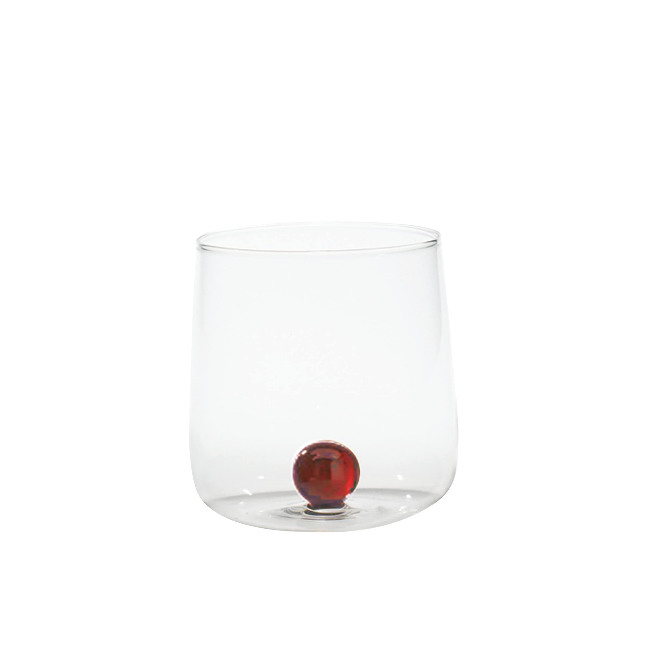 Zafferano Bilia Handmade 15 oz Transparent Glass Tumbler Set of 6 - Colorful Glass Ball Design in Amber for Cocktails, Iced Coffee & Home Decor