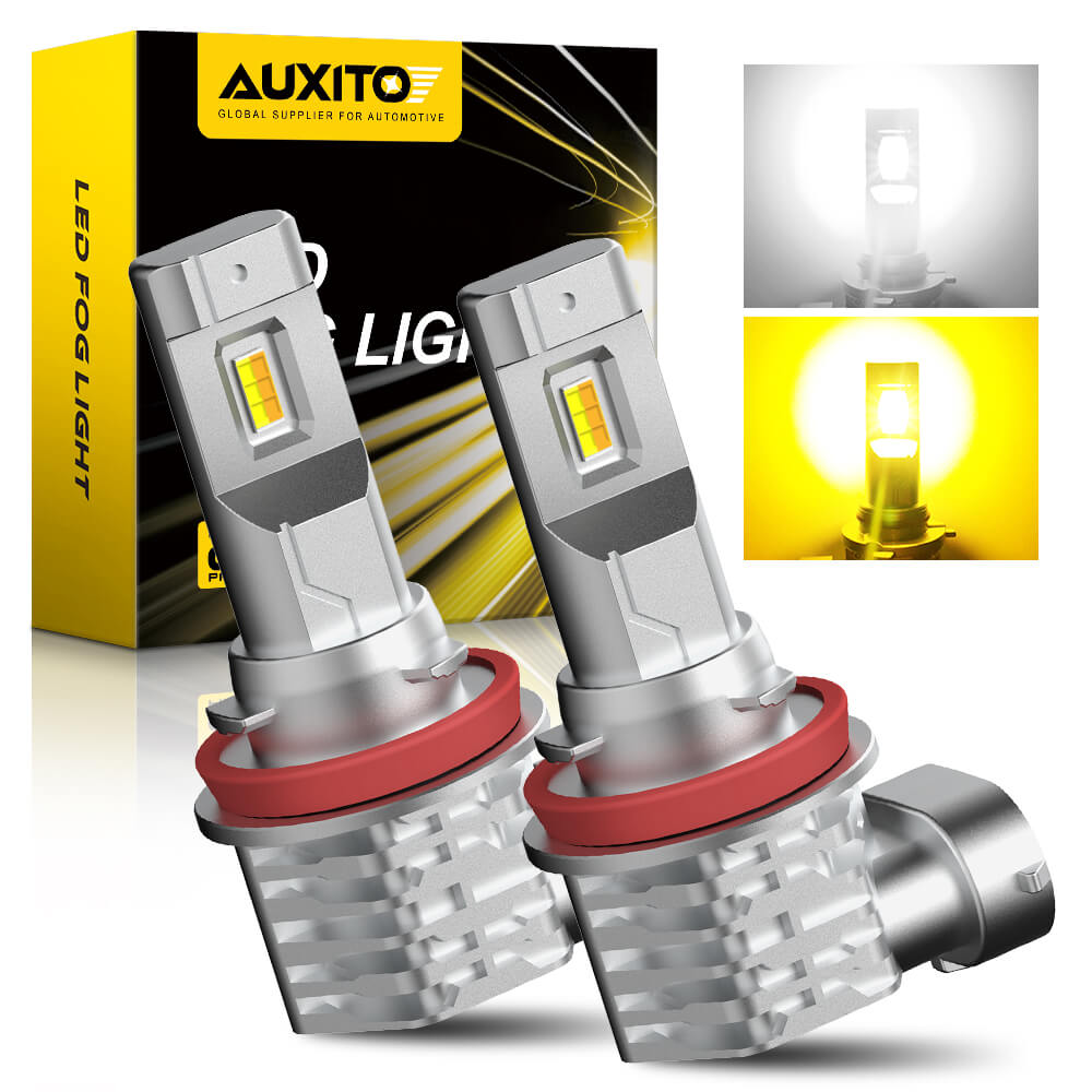 AUXITO H11 H8 H9 LED Fog Light Bulbs - 300% Brighter, Fanless Design, 6000K White/3000K Golden Yellow, 18W CSP LED Chips - Perfect for Trucks, SUVs, and Off-Road Vehicles in Foggy or Low Visibility Conditions