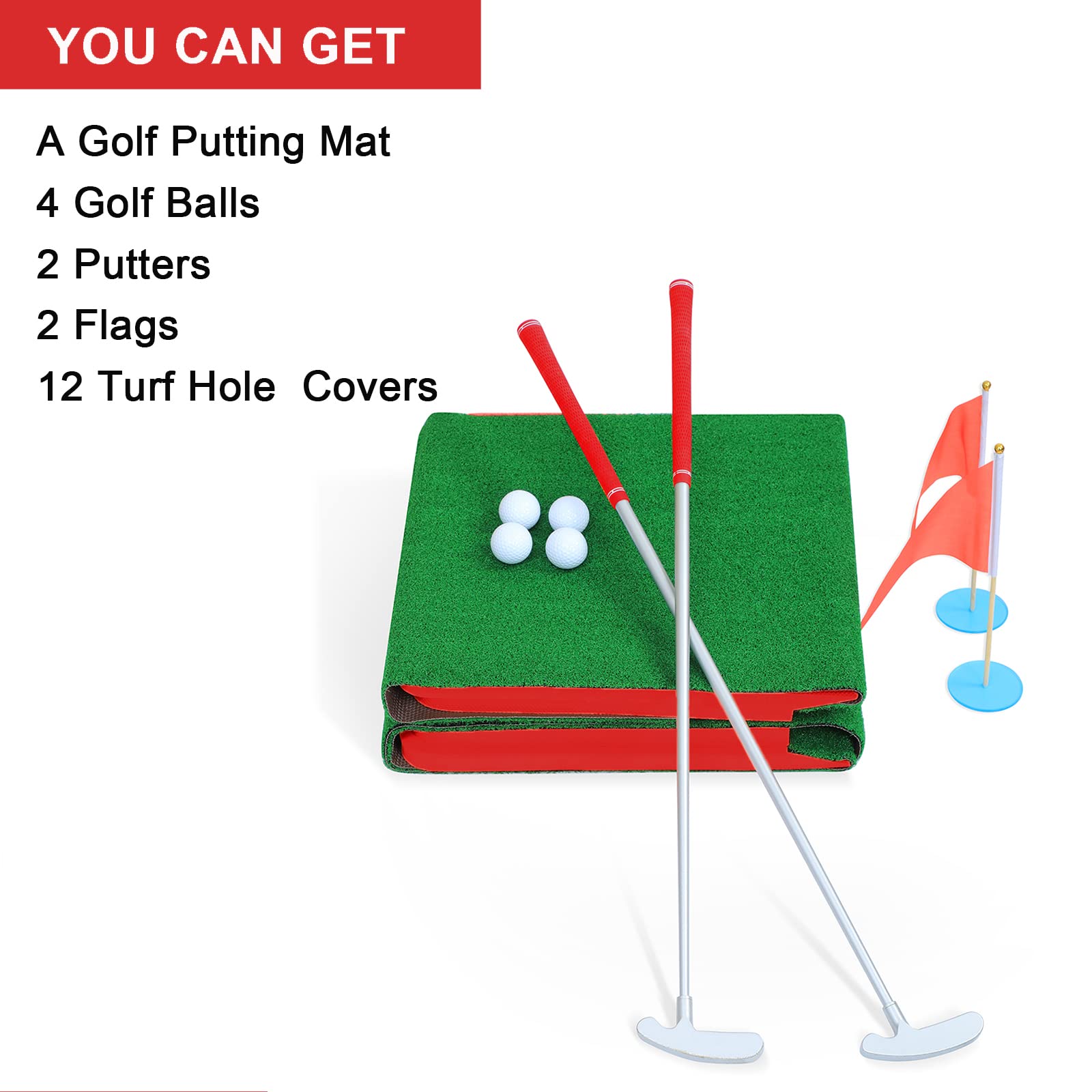 SPRAWL Golf Pong Game Set - Indoor/Outdoor Putting Mat with Practice Green & Training Aid - Perfect Golf Gift for Home, Office, Backyard - Great for Parties, Family Fun & Skill Improvement