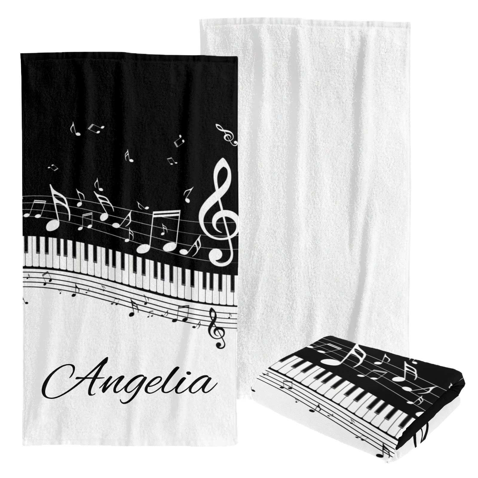 Custom Personalized Beach Towel - Soft Absorbent Quick-Dry Bath Blanket for Swimming, Pool, Vacation - Music Piano Keys Design for Kids, Men, Women - Perfect for Beach, Travel, Yoga, Picnics & Gifts