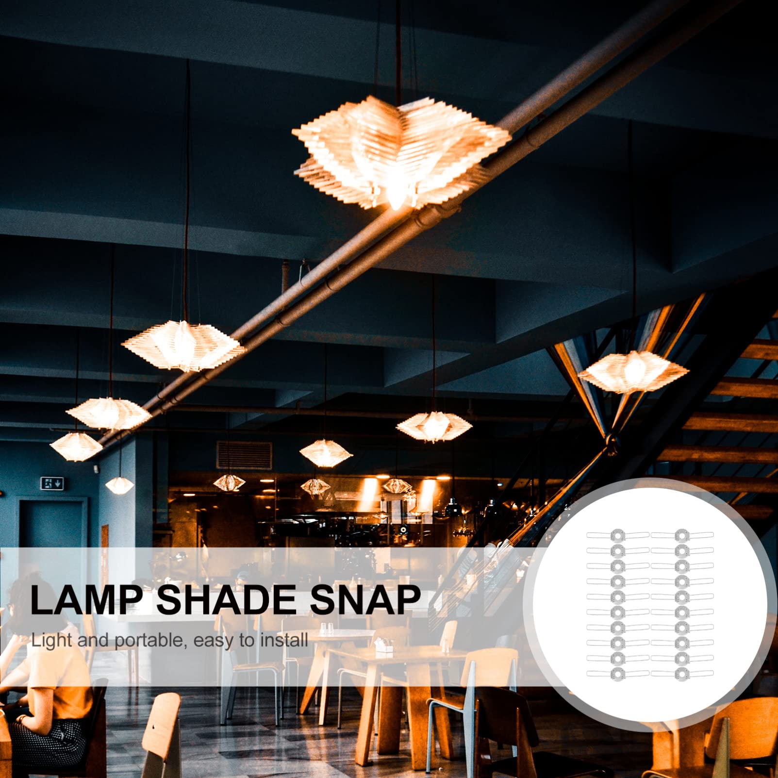 EXCEART 20pcs Lampshade Spring Adapter Clips - Pendant Light Shade Buckles & Fixator for Ceiling Lamp Fixtures | Easy Installation for Home, Office, and Restaurant Lighting