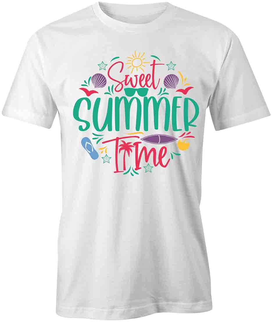 Sweet Summer Time Graphic T-Shirt | Printed Cotton Tee for Women & Men | Casual White Shirt for Beach, Vacation & Summer Outfits