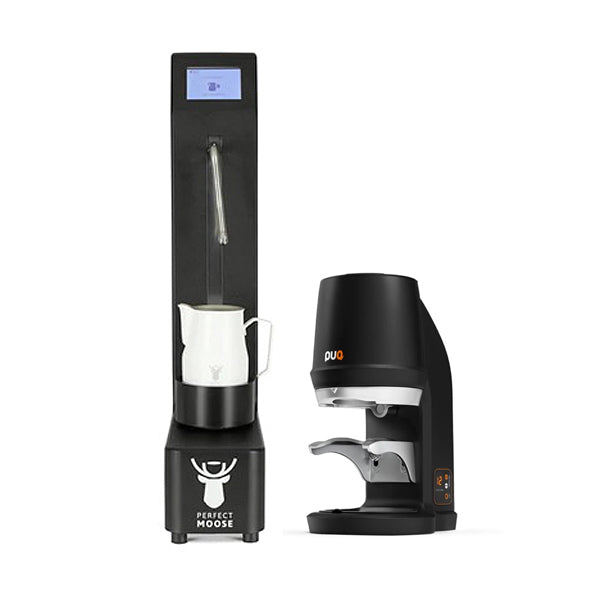 Perfect Moose Epic Greg Automatic Milk Steamer with Puqpress Q1 Tamper - Professional Espresso Machine Accessory for Home & Cafe Baristas