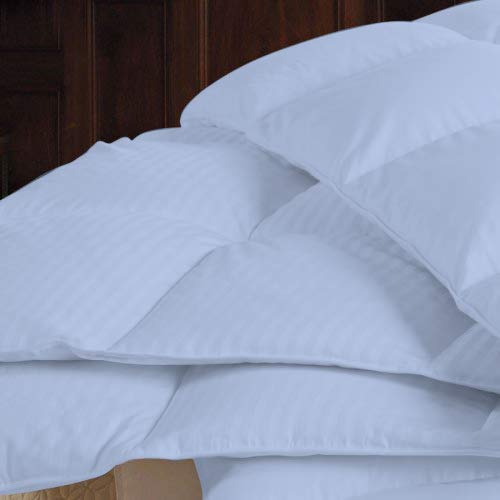 Luxury 100% Egyptian Cotton 800 Thread Count King Size Comforter Set - 400 GSM Hypoallergenic Duvet Insert with 2 Pillow Shams, Light Blue Stripe (104