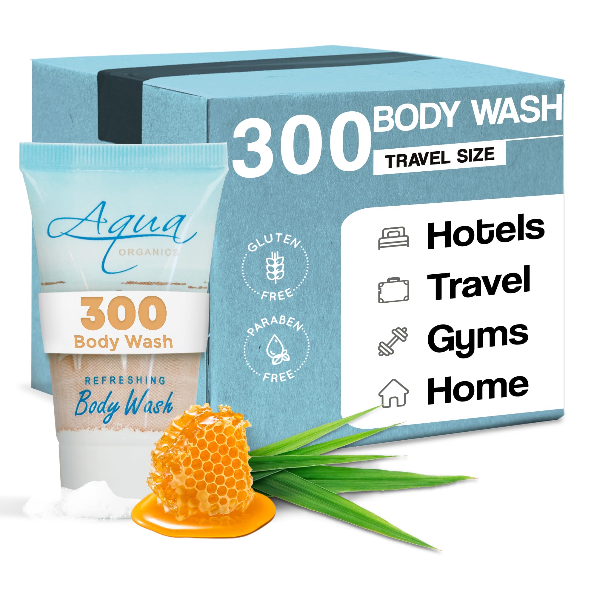 Travel Size Body Wash - 1 oz Bulk Pack (Case of 300) | Hotel Amenities & Personal Care Essentials for Travel, Gym, and On-the-Go Use