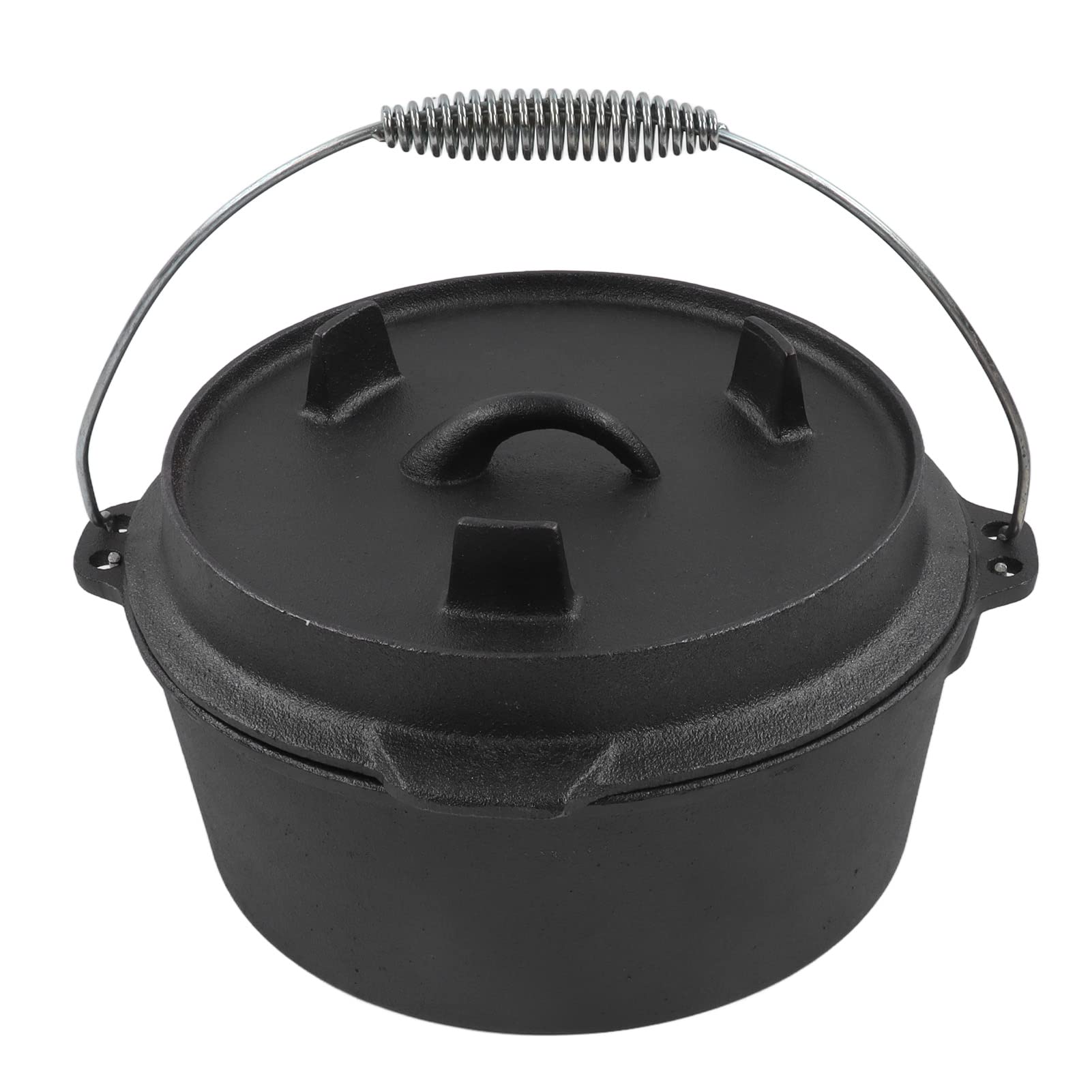 Nonstick Dutch Oven 25cm - Cast Iron Camping Cookware with Lid & Lifter Tool - Multi-Function Outdoor Cooking Pot for Campfire, Fireplace & Home Kitchen Use