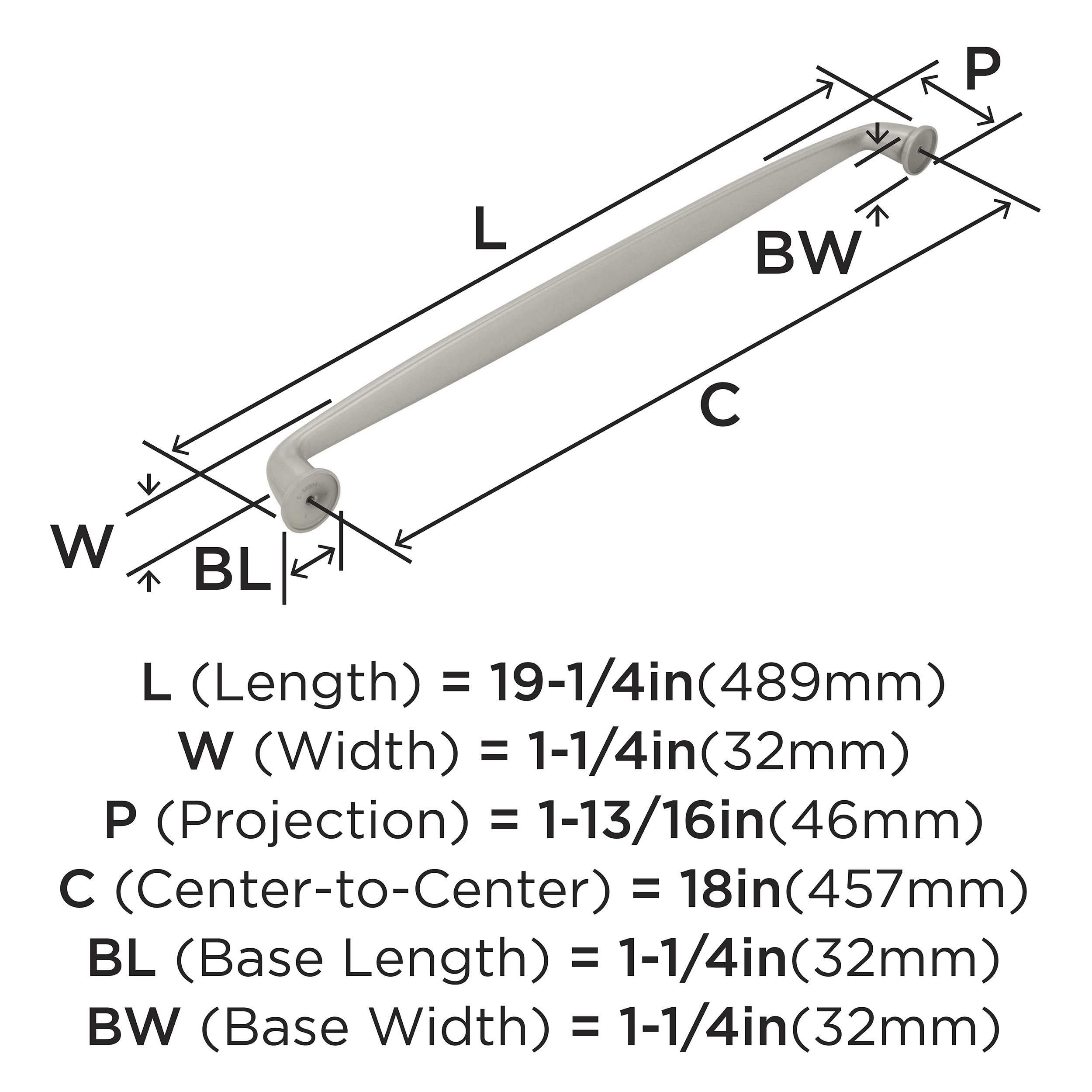 Amerock 18 Inch Satin Nickel Appliance Pull - 1 Pack Cabinet Hardware for Drawers & Cabinets | Perfect for Kitchen, Bathroom & Office Storage Organization