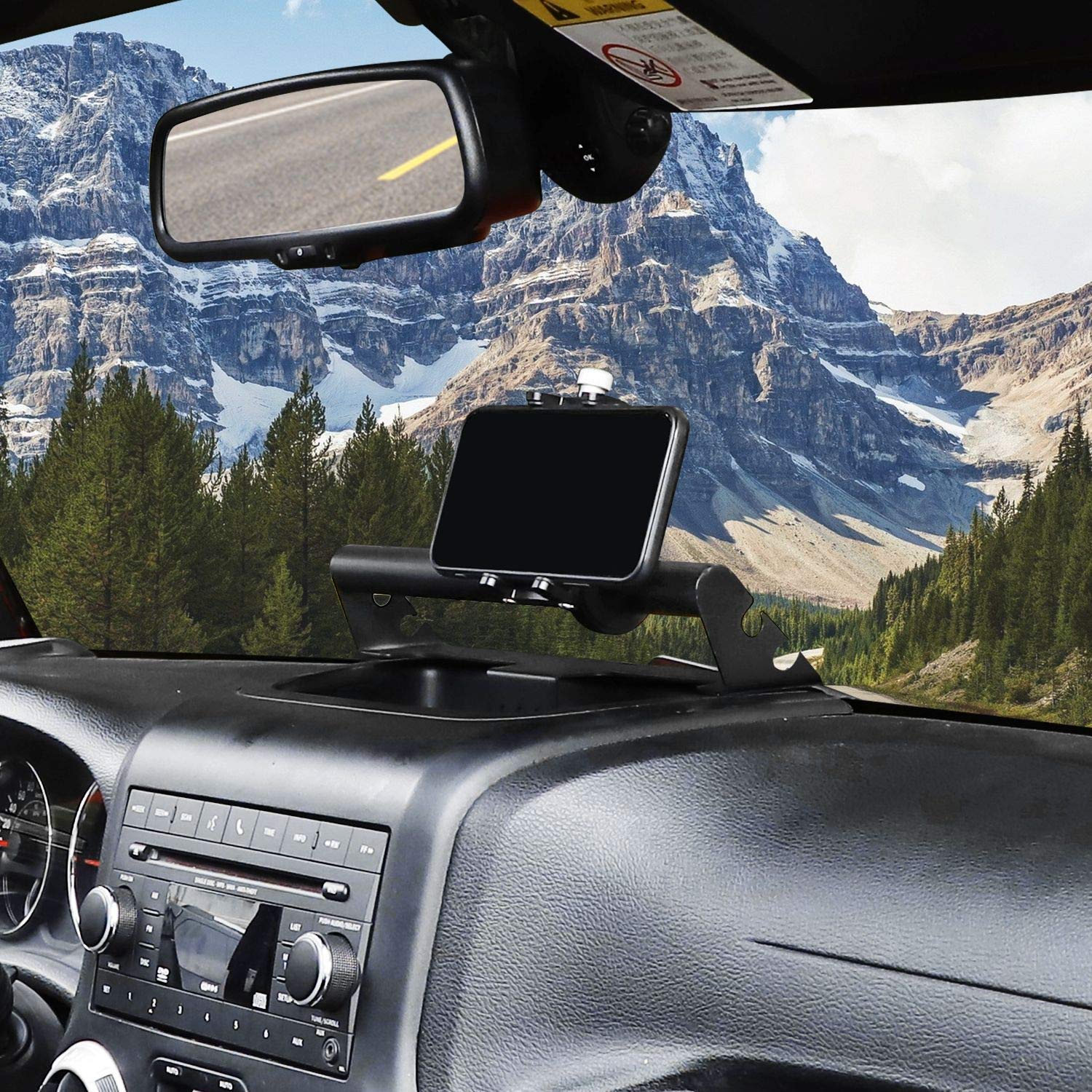 JeCar Universal Phone Holder for Jeep Wrangler JK (2011-2018) - Dash Mount Compatible with 2-Door & 4-Door Models - Secure Smartphone Mount for Off-Road & Daily Driving