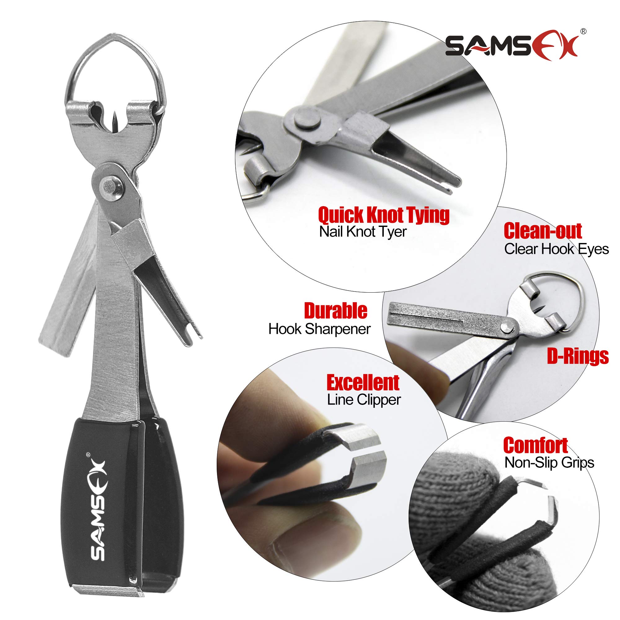 Premium SAMSFX Fishing Knot Tying Tool & Fly Fishing Tippet Cutter Set - 2-Piece Line Nippers & Clippers for Easy Knots & Quick Line Cutting | Ideal for Fly Fishing, Bass Fishing & Saltwater Angling