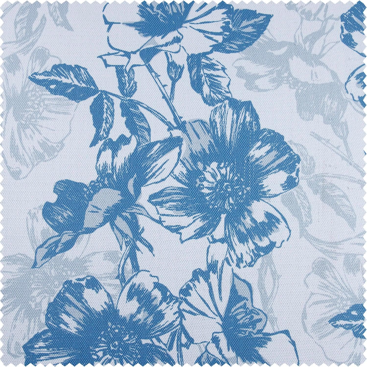 Blue Poppy Floral Printed Faux Linen Fabric Swatch - Perfect for DIY Crafts, Home Decor & Upholstery Projects