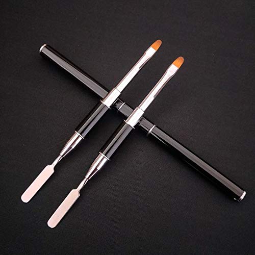 UV Nail Brush Dual-Ended Slice Shape Nail Art Tool with Nylon Hair - Professional Nail Tips Extension & Gel Building Kit (1pc) - Perfect for Salon, DIY Manicure & Nail Art Design