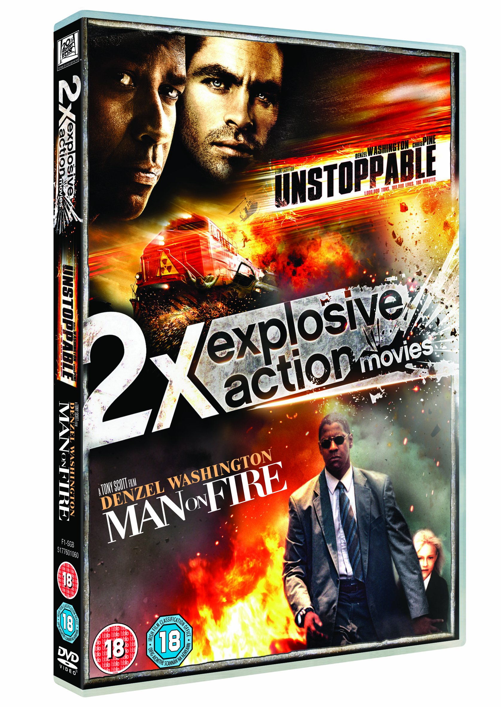 Unstoppable & Man on Fire Action Movie Double Pack DVD (2004) - Perfect for Movie Nights and Action Film Collections