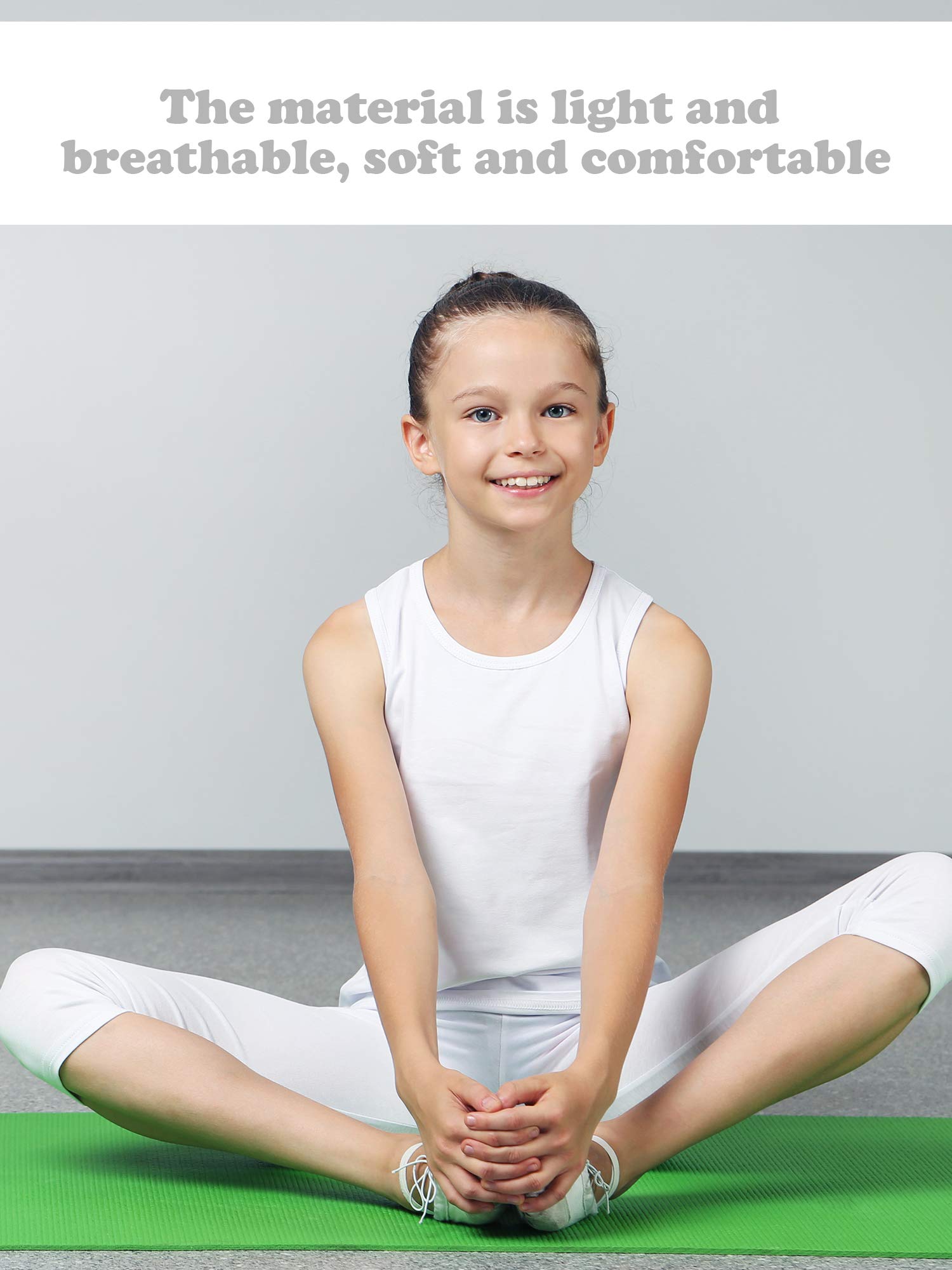 SATINIOR 4 Pack Girls Dance Tank Tops - Racerback Crop Tops Sleeveless Workout Clothes for Gymnastics, Yoga & Performance - Breathable & Comfortable for Dance Class & Fitness Training