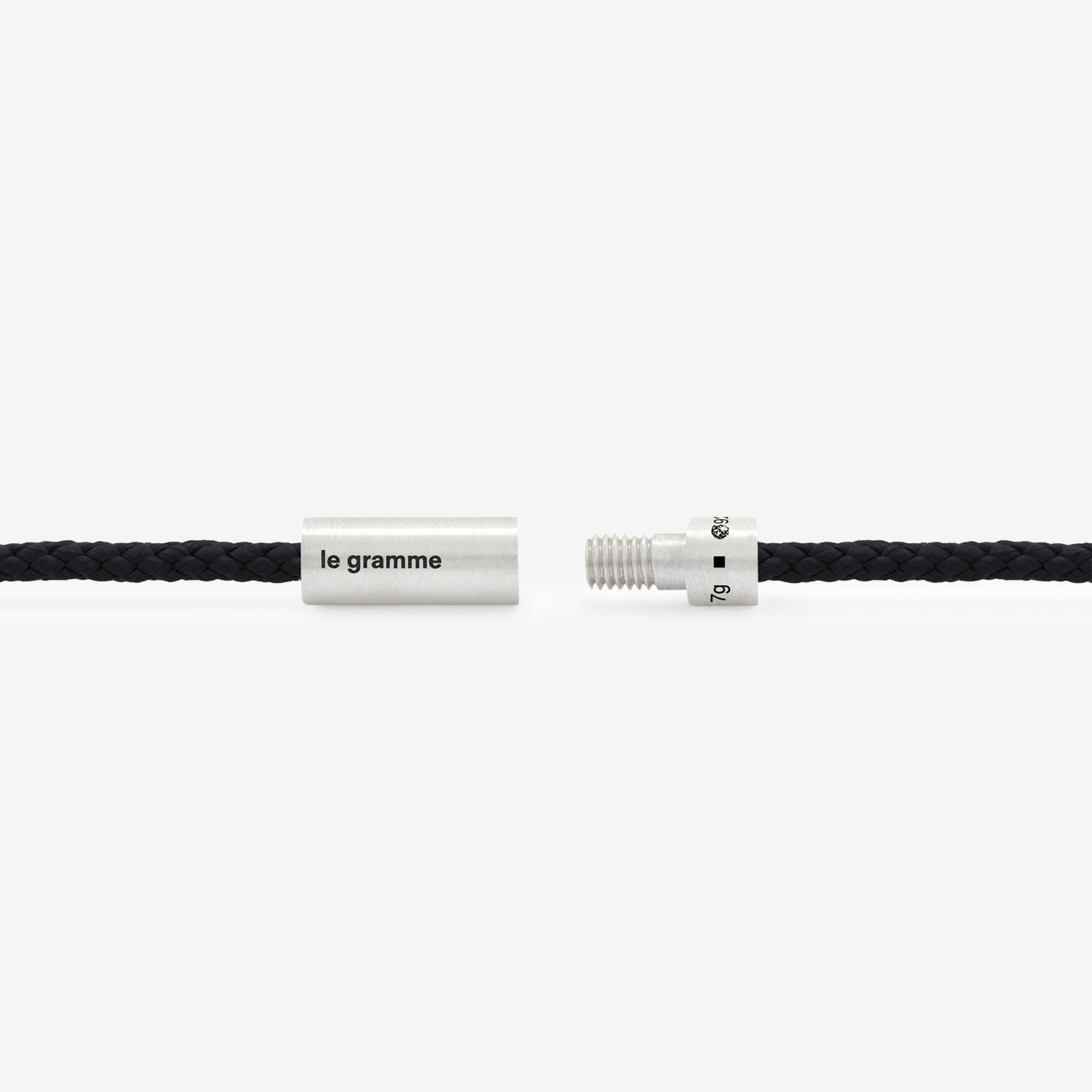 7g Brushed Sterling Silver & Black Polyester NATO Cable Bracelet for Men - Durable Military Style Wristband for Outdoor, Casual Wear & Fashion Accessories