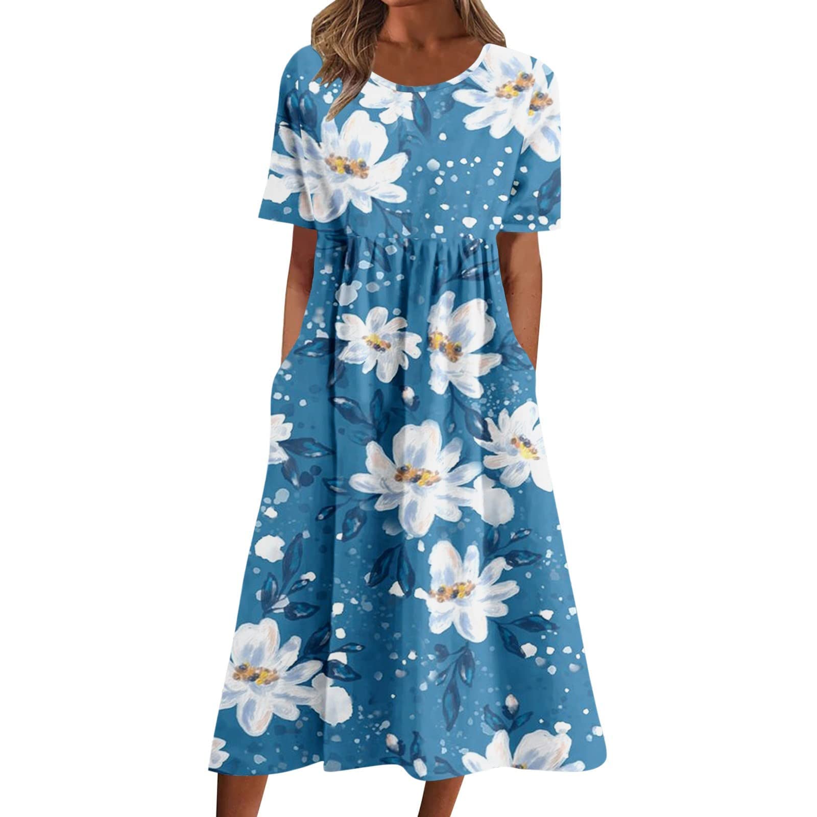 2025 Trendy Women's Summer Dresses - Plus Size Casual Floral Boho Shirt Dress with Pockets | Perfect for Beach Vacations, Spring Outings & Casual Wear