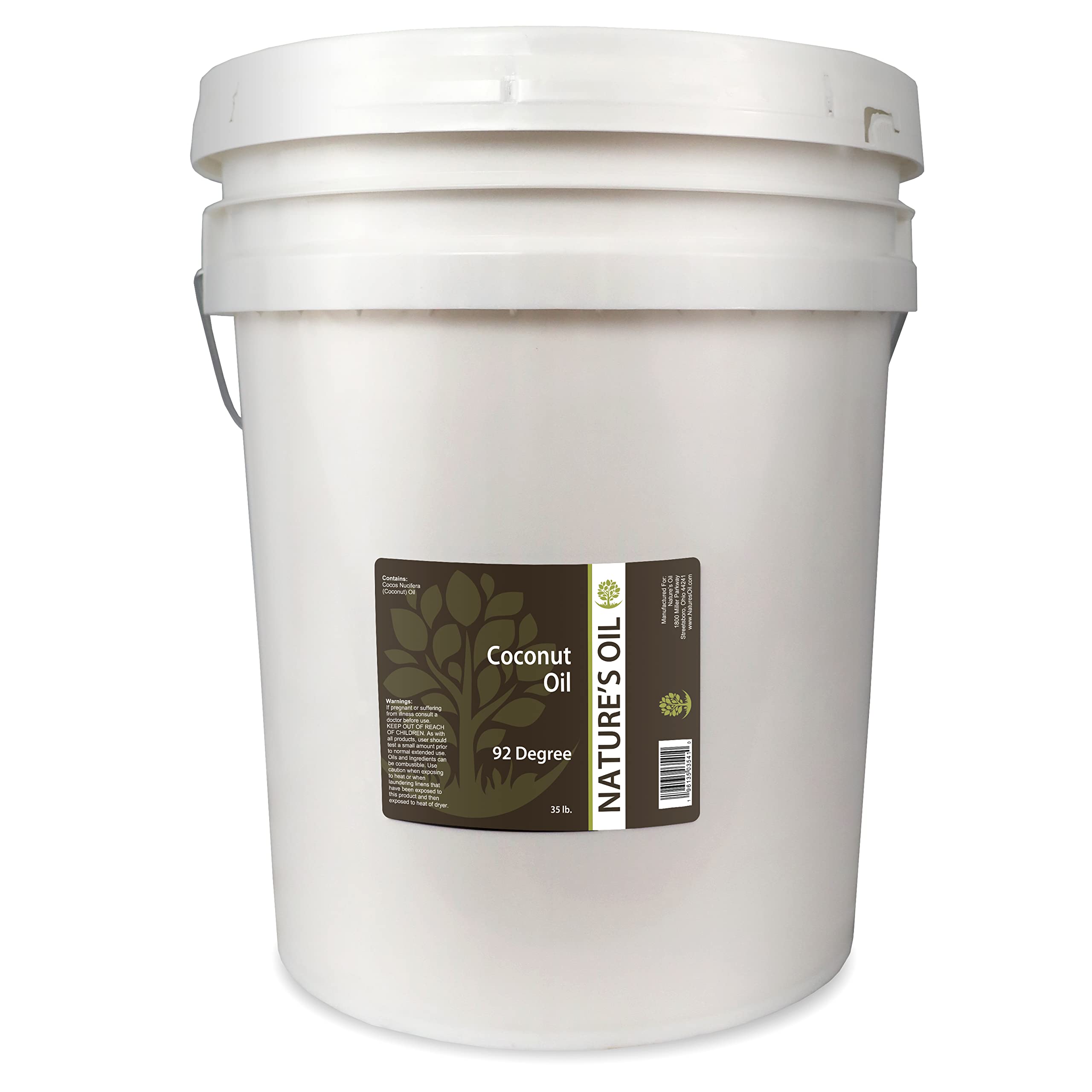 Organic 92 Degree Coconut Oil - 5 Gallon (35lbs), Naturally Refined for Cooking, Baking & Skin Care | Bulk Coconut Oil for Restaurants, Bakeries & Home Use