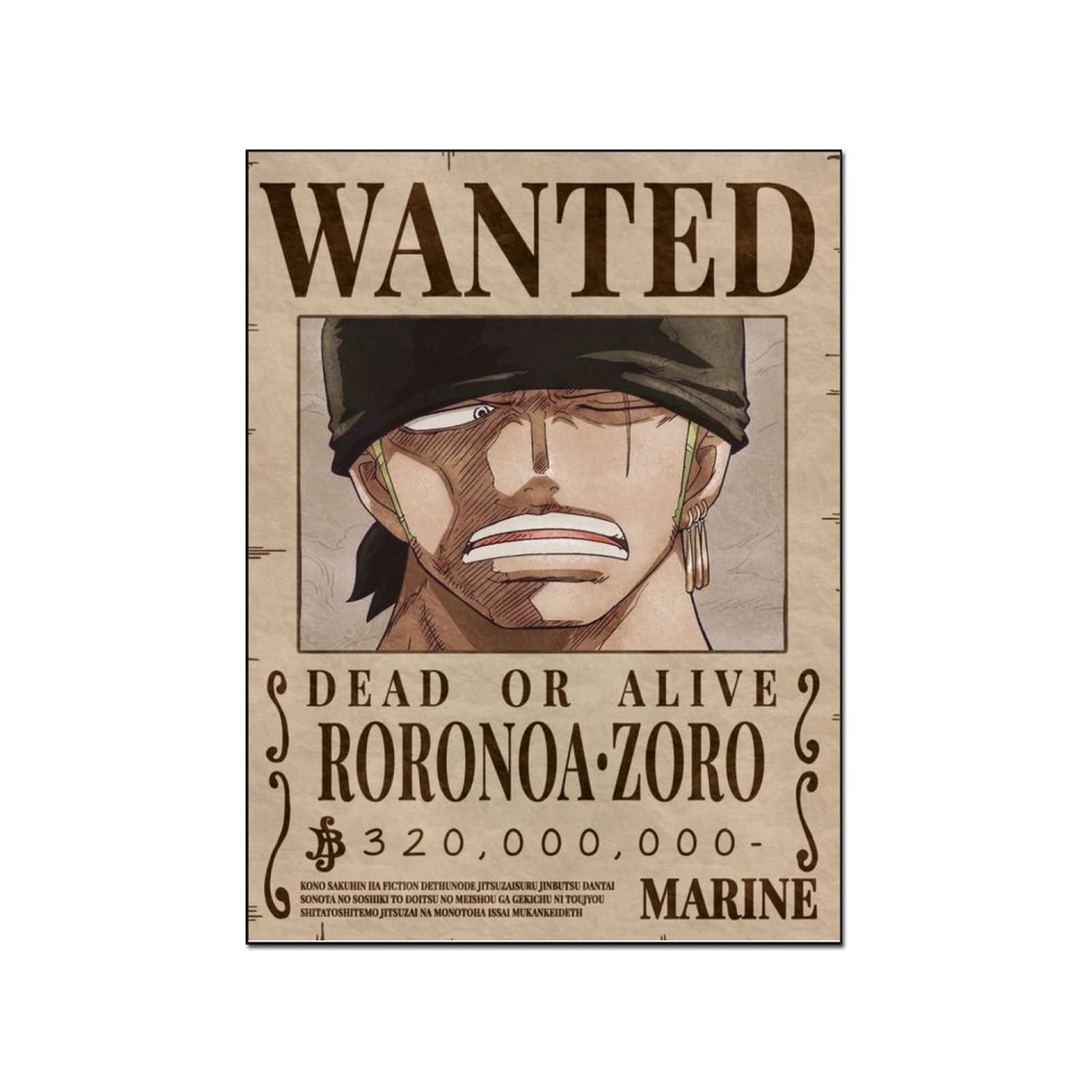 Zoro Wanted Anime Poster - Premium Canvas Wall Art Print for Living Room & Bedroom Decor - 16x20 Inches (40x51cm) Unframed - Perfect for Anime Fans, Home Theater, Game Room & Office Decor