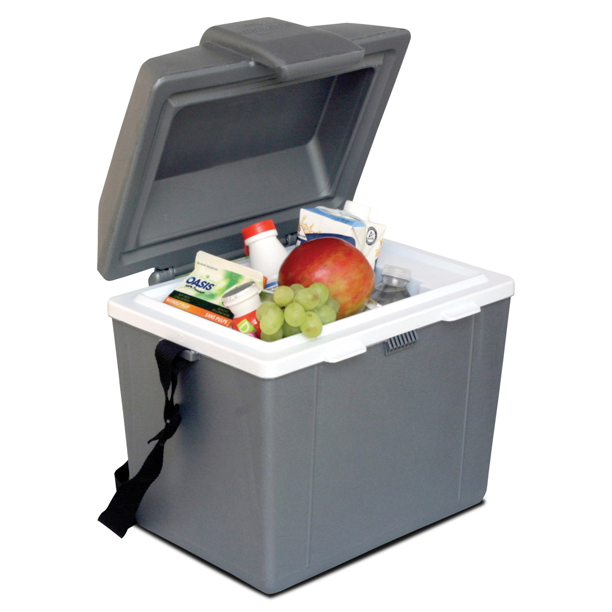 Koolatron 12V Electric Cooler and Warmer - 9L (9.8qt) Portable Thermoelectric Lunch Box with Adjustable Strap - 12V DC Car Fridge for Work, Travel, Camping, Road Trips, Truck & RV - Iceless Compact Mini Fridge - Perfect for Picnics, Beach Days & Outdoor Adventures - Gray
