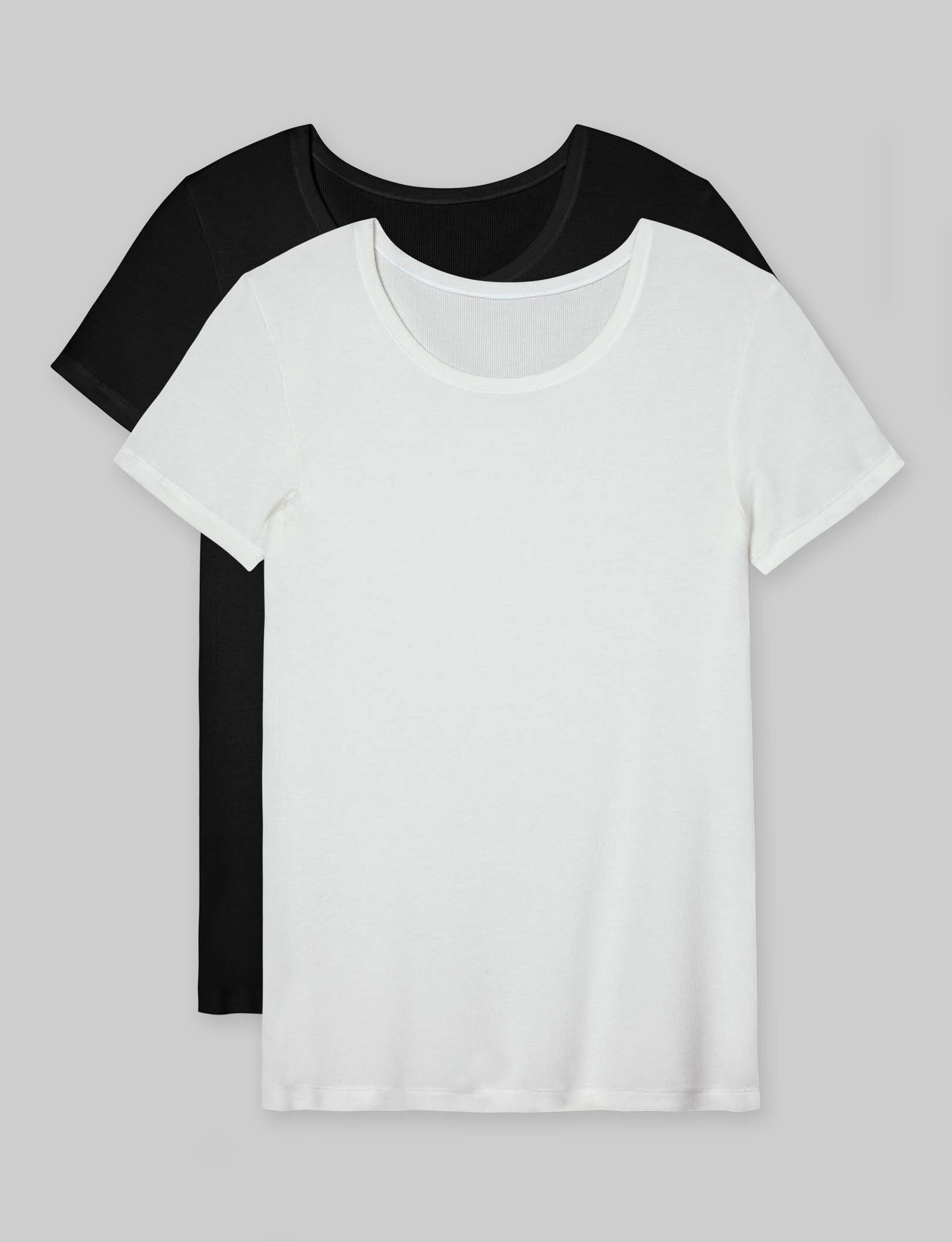 Women's Micro Rib Cap Sleeve T-Shirt 2-Pack - Soft Stretch Basic Tees for Layering, Casual Wear & Everyday Comfort