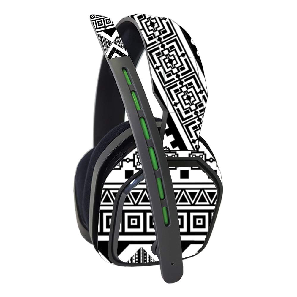 MightySkins Vinyl Decal Wrap Cover for Astro A10 Headset - Black Aztec Design | Protective & Durable Skin | Easy to Apply & Remove | Made in USA | Perfect for Gaming, Streaming & Customizing Your Headset