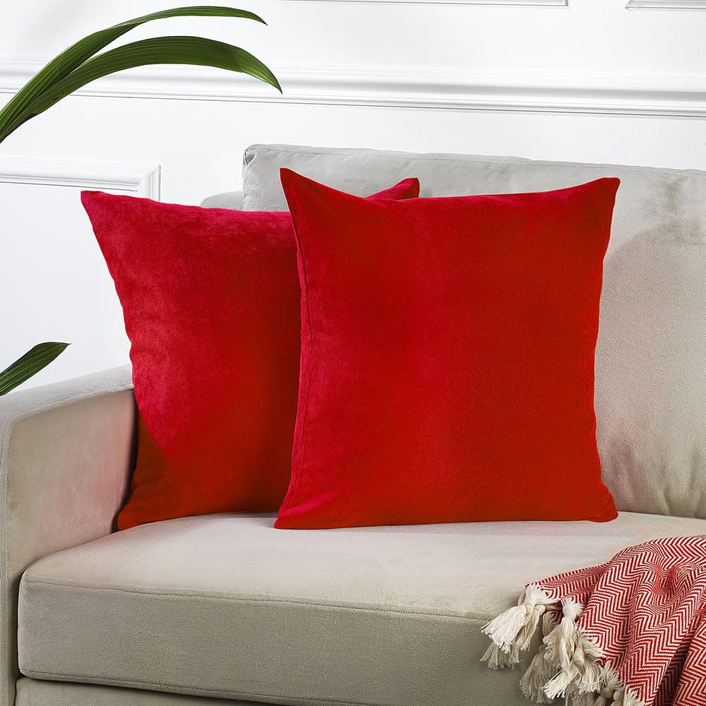 Velvet Look Solid Color Cushion Cover with Invisible Zipper - Set of 2 (12