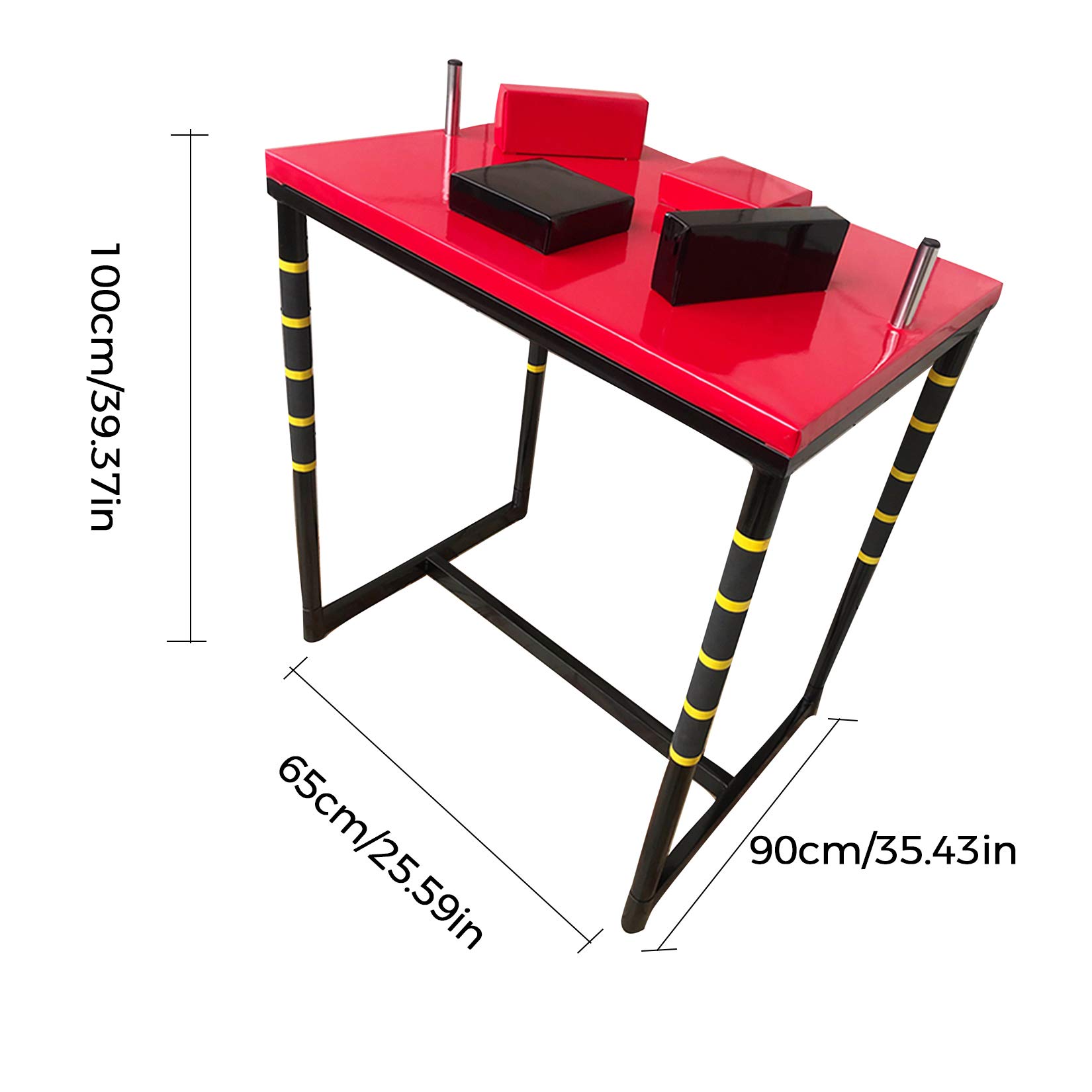 Professional Arm Wrestling Table - Heavy Duty Wrist Battle Game Table with Anti-Slip Surface (Red & Black) - Perfect for Home Gym, Sports Bars, and Strength Training Competitions