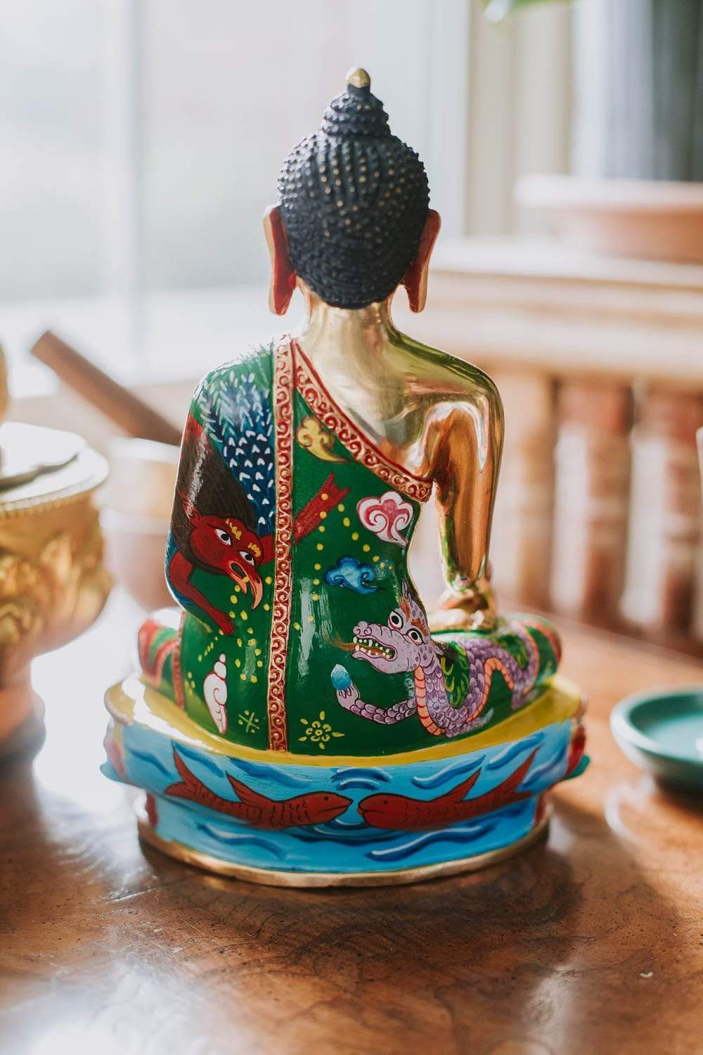 Hand Painted Shakyamuni Buddha Statue - Exquisite Buddhist Decor for Meditation Room, Yoga Studio & Home Altar