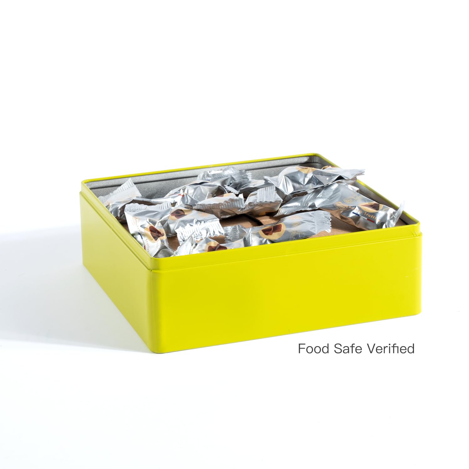 Airtight Metal Food Storage Containers with Lids - Square Tin Box for Kitchen Pantry Organization (Yellow-Green) | Perfect for Dry Food, Cookies, Tea, Coffee & Spices Storage