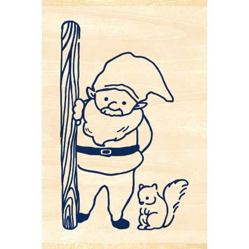 Beverly Companion Rubber Stamp - Gnome & Squirrel Design for DIY Crafts, Scrapbooking & Card Making | Whimsical Handmade Gift Idea