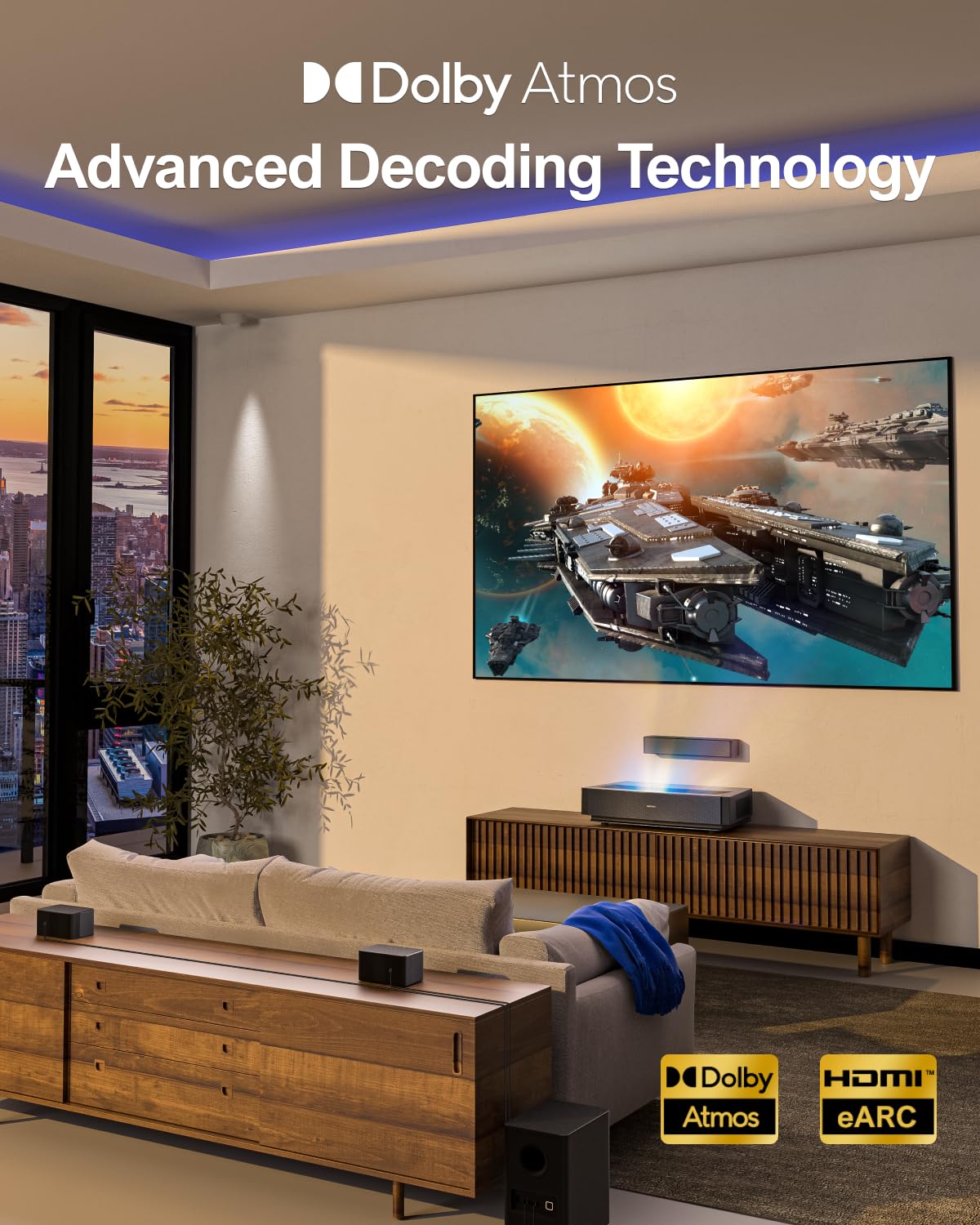 ULTIMEA D60 5.1 Channel Sound Bar with Dolby Atmos | 410W Powerful Surround Sound System for Smart TV | Wireless Subwoofer with Adjustable Bass | HDMI eARC for Home Theater Setup | Perfect for Movie Nights & Gaming Sessions