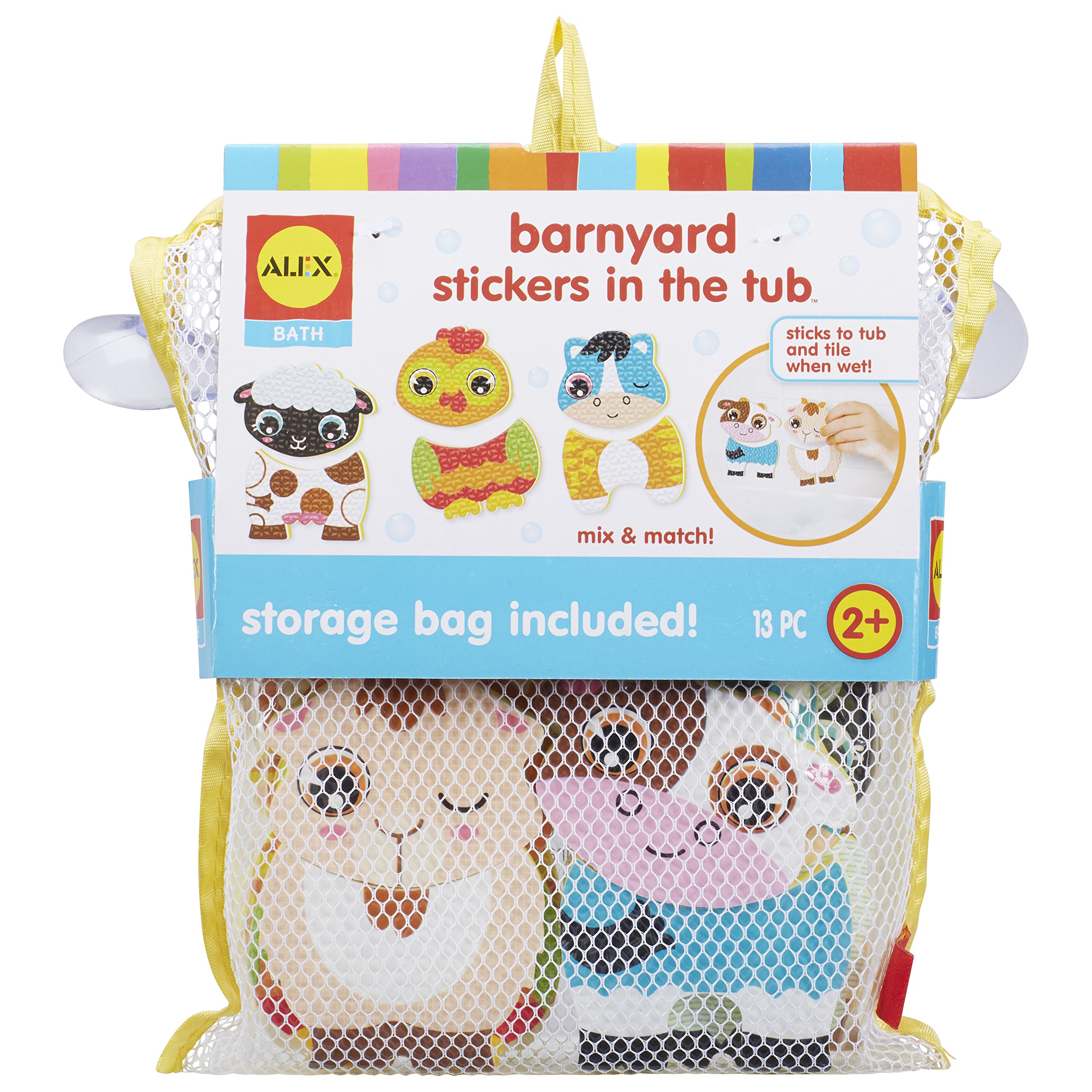 Alex 200103-1 Barnyard Animal Bath Stickers for Kids - Colorful Waterproof Tub Decals for Bathtime Fun | Perfect for Toddler Bath Activities & Sensory Play