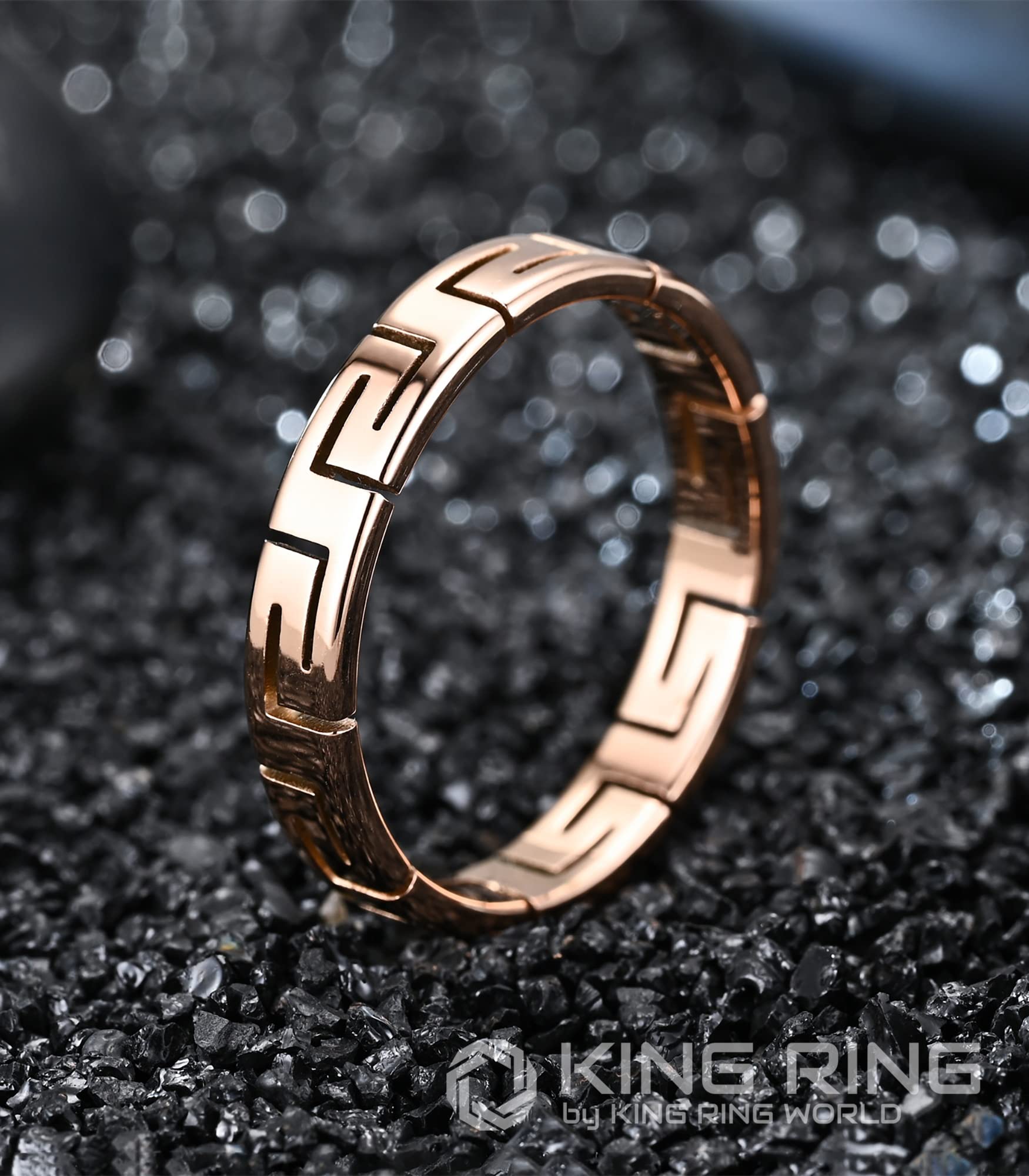 4mm King Ring – Viking Stainless Steel Greek Rings for Men & Women | Durable Couple Bands, Engagement & Wedding Rings | Perfect for Norse Lovers & Anniversary Gifts | Designed in USA