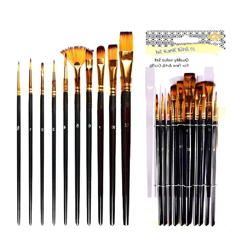 babyHUIH 10-Piece Professional Oil Paint Brushes Set - Perfect for Gouache, Acrylic, Watercolor & Body Painting - Round & Flat Artist Brushes for Canvas, Fabric & Stencil Art - Ideal for Beginners & Professionals