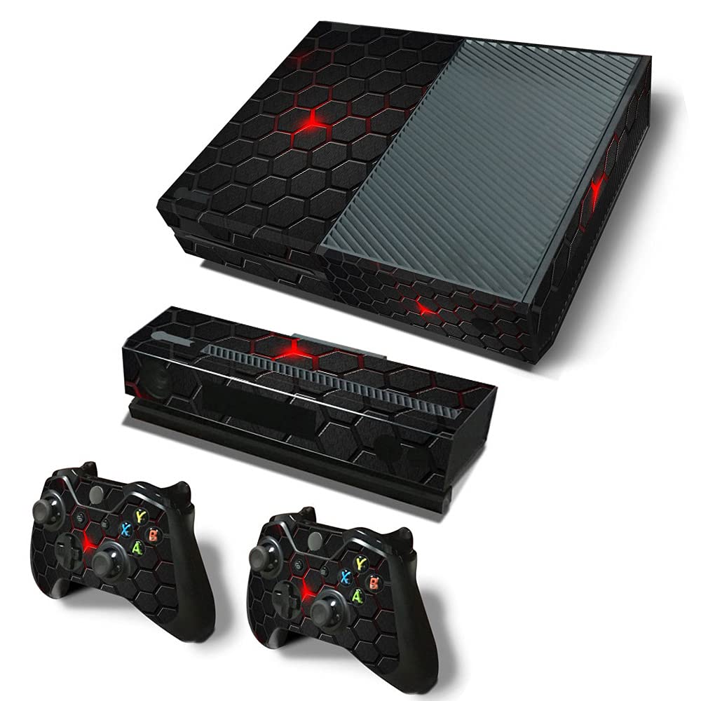 Xbox One Console Vinyl Skin - Protective Sticker Decal for Xbox One, Sound Box & Controllers - Black Nest Design | Perfect for Gaming Setup & Equipment Protection