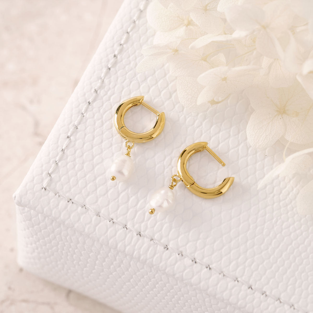 Elegant Gold Pearl Huggie Earrings for Women - Perfect for Parties, Weddings & Everyday Wear