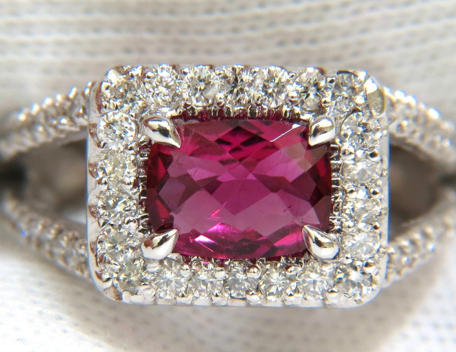 2.73CT Natural Bright Pink Tourmaline Diamond Ring in 14KT Gold - Elegant Split Shank Design for Weddings, Anniversaries & Special Occasions