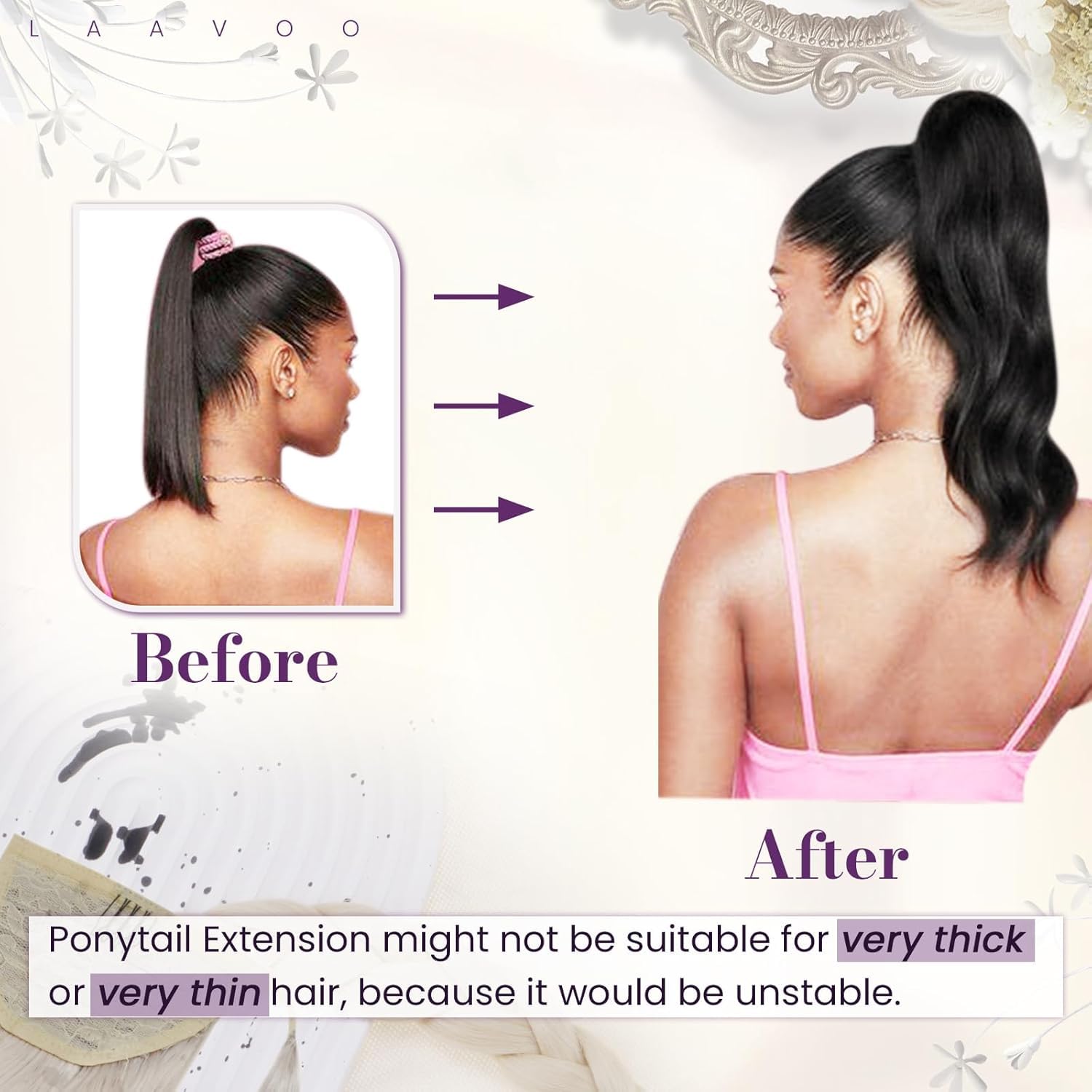 LaaVoo 20 Inch Clip-in Ponytail Hair Extensions - 80g Real Human Hair with Golden Brown & Light Blonde Highlights | Wrap Around Ponytail for Daily Wear, Parties & Special Occasions